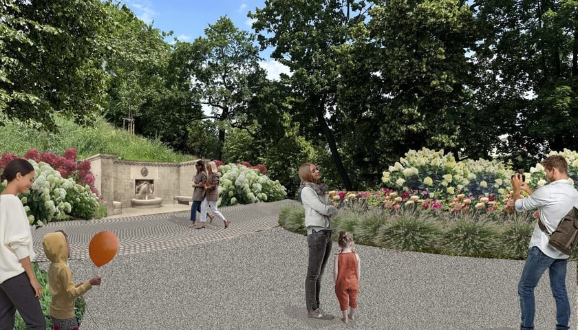 Wizualizacja Promenady Staromiejskiej na odcinku od Bastionu Sakwowego do ul. Oławskiej