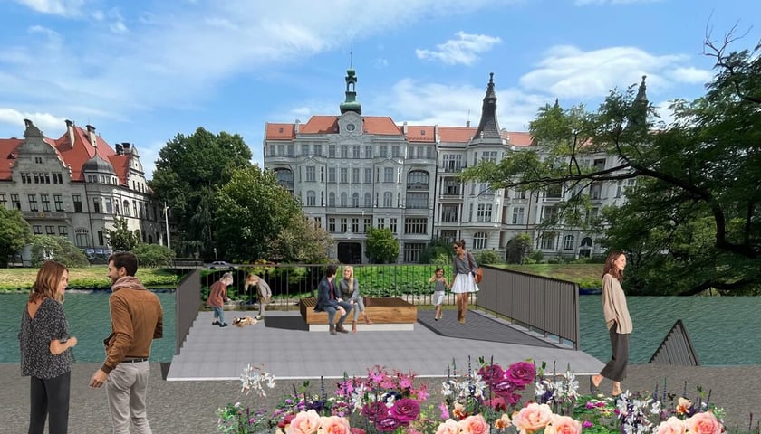 Wizualizacja Promenady Staromiejskiej na odcinku od Bastionu Sakwowego do ul. Oławskiej