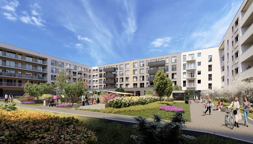 Na Brochowie u zbiegu ulic: Mościckiego, Semaforowej, Pakistańskiej i Wietnamskiej TBS Wrocław buduje 200 mieszkań na tani wynajem. Inwestycja wyprzedzająco mieści się we Wrocławskim Standardzie Zielenego Budynku