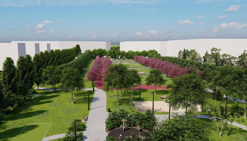 Wizualizacja parku na Kępie Mieszczańskiej