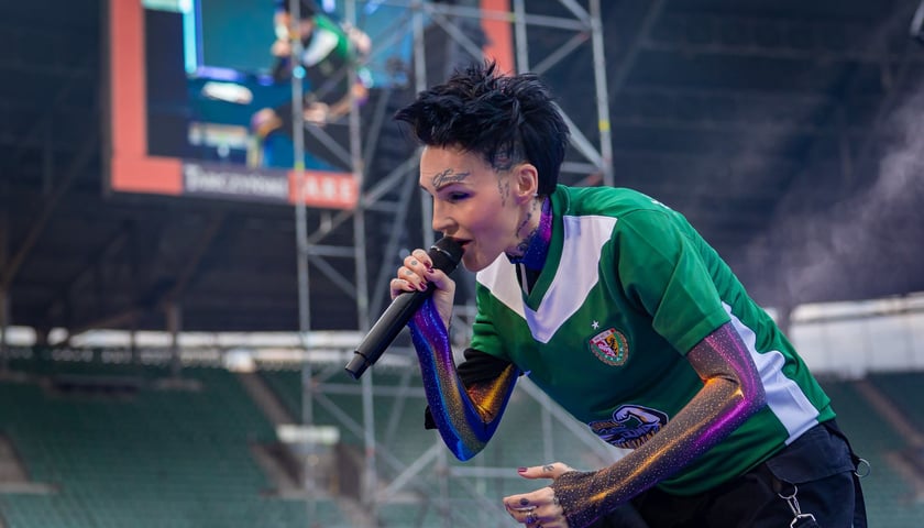 <p>Agnieszka Chylińska podczas koncertu na Tarczyński Arena</p>