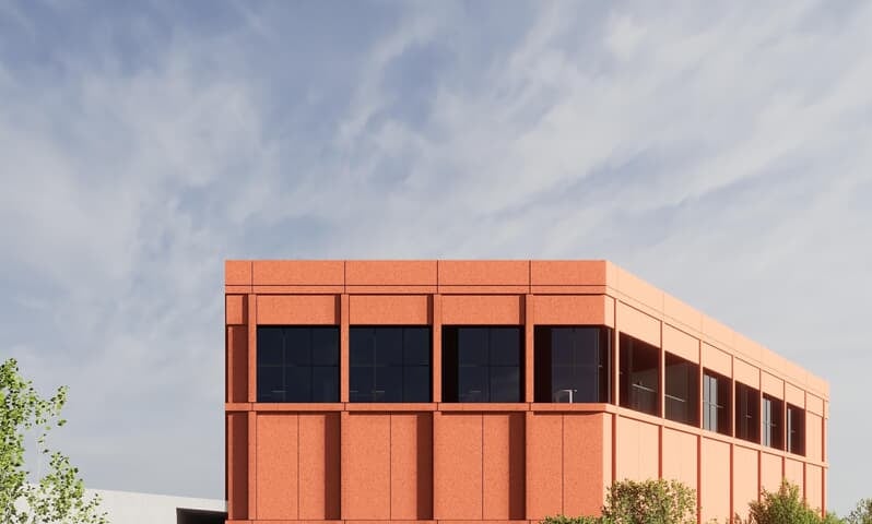 Wizualizacja koncepcyjna budynku archiwum ze schronem przy ul. Hubskiej