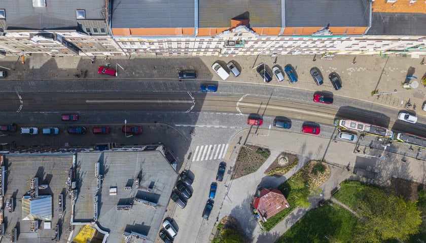 Ulica Nowowiejska z lotu ptaka