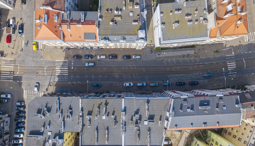 Ulica Nowowiejska z lotu ptaka