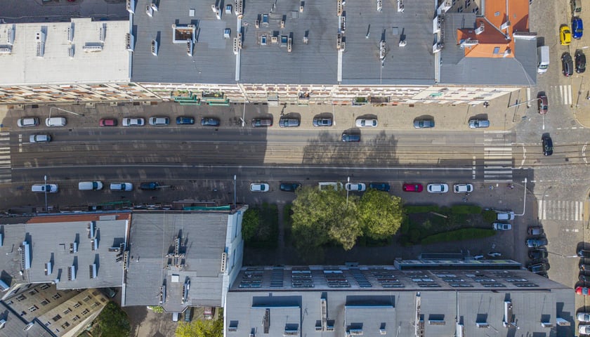 Ulica Nowowiejska z lotu ptaka