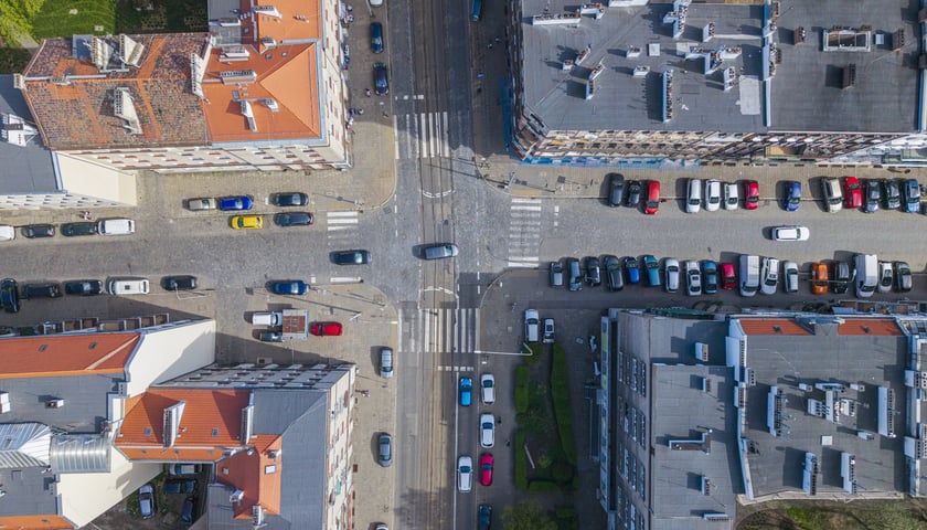 Ulica Nowowiejska z lotu ptaka