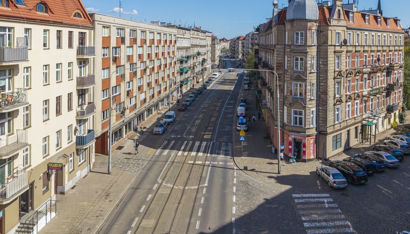 Ulica Nowowiejska z lotu ptaka