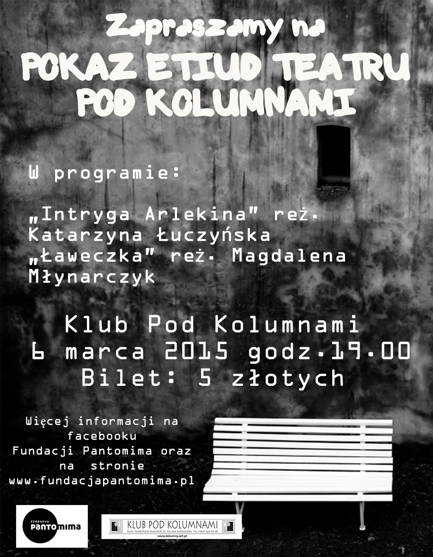 Premierowe spektakle Fundacji Pantomima we wrocławskim Klubie Pod Kolumnami 