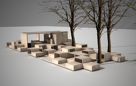 Archi-box 7 Baza! - instalacja przed Muzuem Architektury
