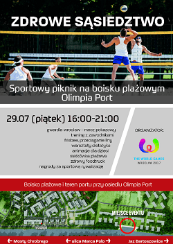 Sportowy piknik na boisku plażowym Olimpia Port