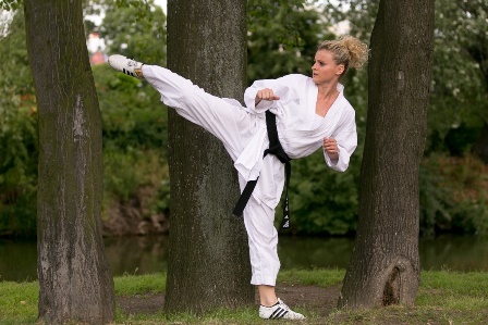 Aerobik sportowy, bule i karate w parku Południowym 