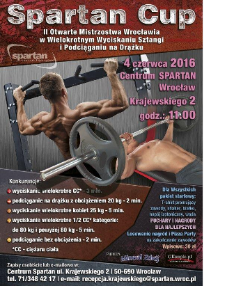 II Otwarte Mistrzostwa Wrocławia w Wielokrotnym Wyciskaniu Sztangi i Podciąganiu na Drążku