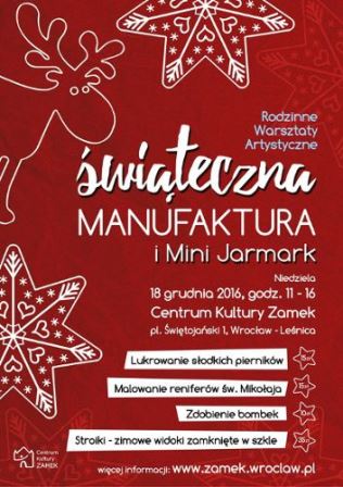 Manufaktura świąteczna i mini-jarmark bożonarodzeniowy w CK ZAMEK