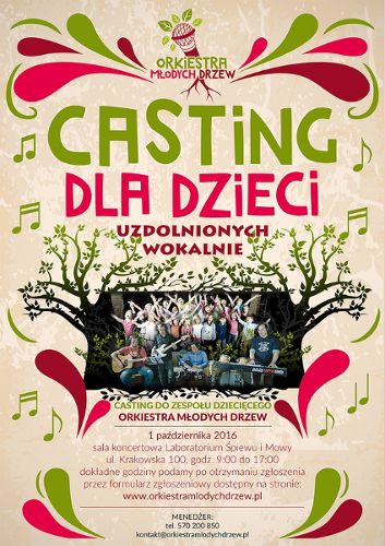Casting do Orkiestry Młodych Drzew dla dzieci