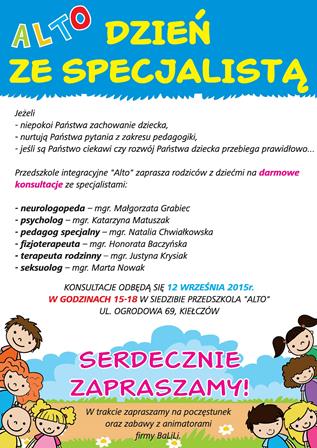 Dzień ze specjalistą w przedszkolu integracyjnym Alto