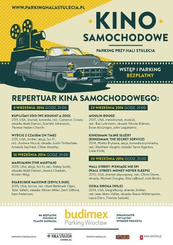 Kino samochodowe 2016 na parkingu przy Hali Stulecia