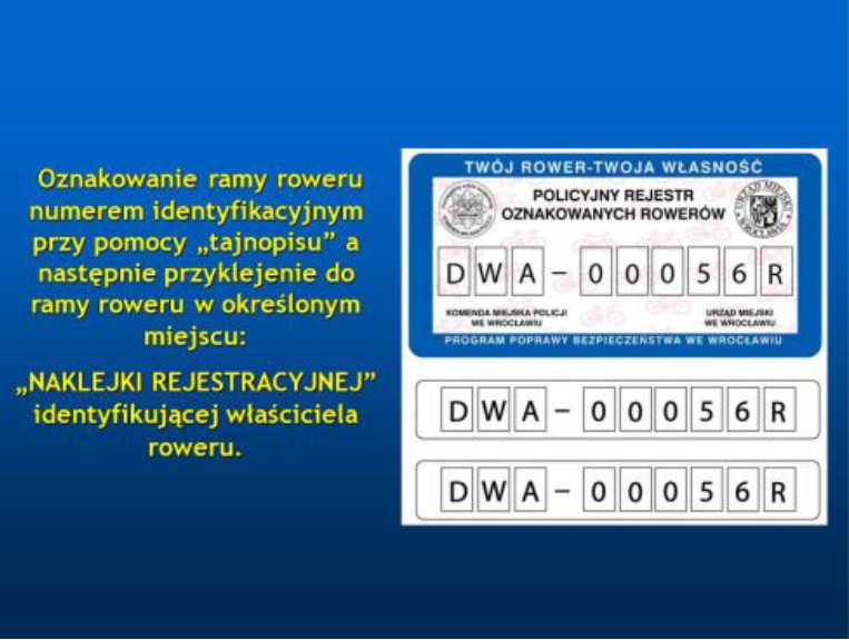 Naklejka rejestracyjna na ramę