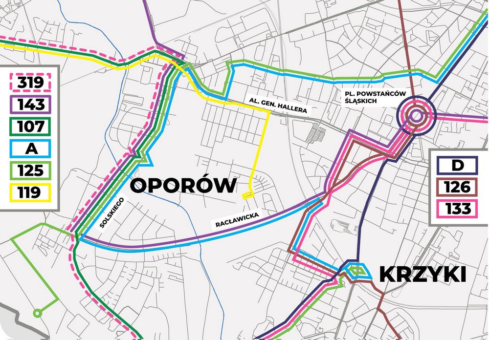 21 sierpnia zmiana połączeń autobusowych na południu Wrocławia - mapa