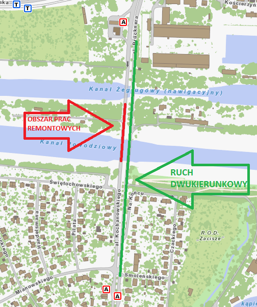 Most Jagielloński do remontu, objazd dla samochodów, materiały ZDiUM