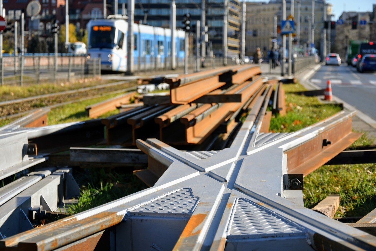 Wymiana rozjazdów na pl. Jana Pawła II, fot. MPK Wrocław