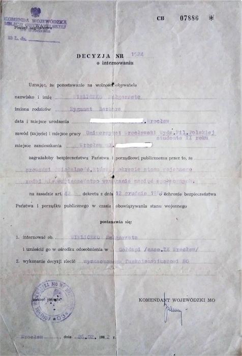 decyzja o internowaniu