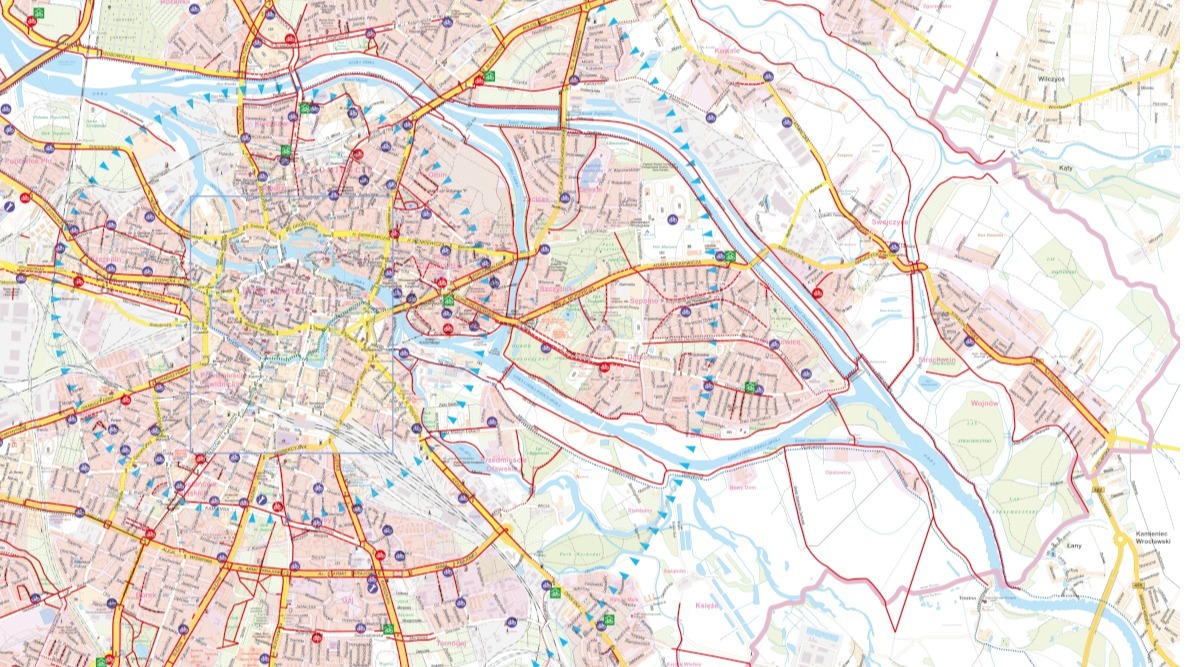fragment mapy rowerowej Wrocławia