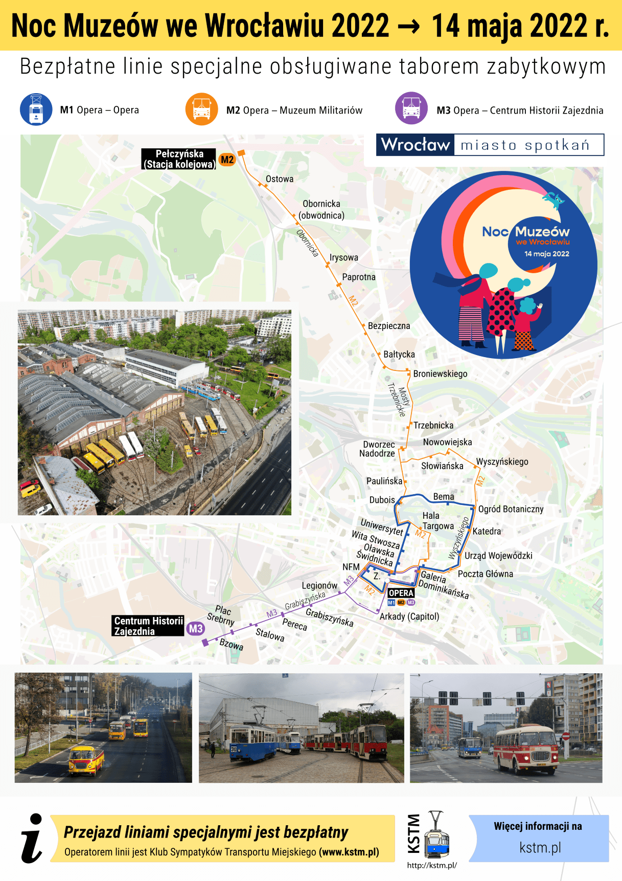 Bezpłatne zabytkowe autobusy i tramwaje Noc Muzeów 2022 Wrocław