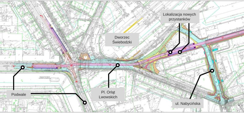 TAT - początek trasy na pl. Orląt Lwowskich, mapa.