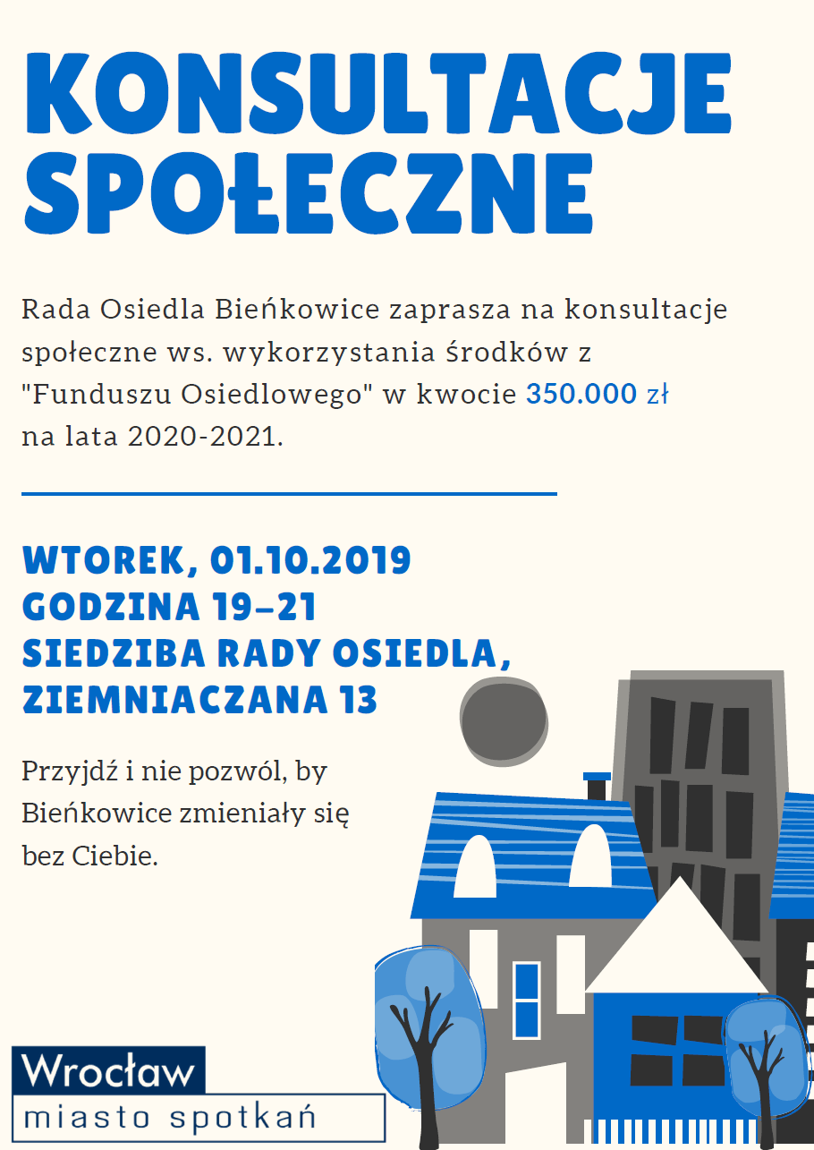 plakat konsultacji Funduszu Osiedlowego, Bieńkowice