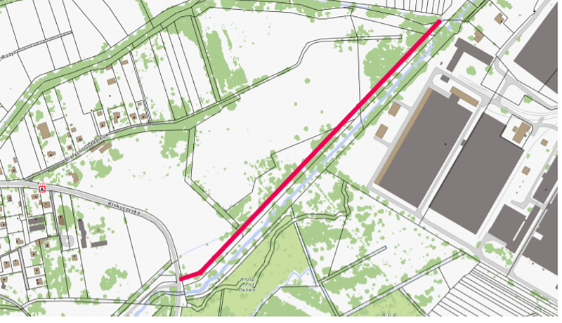 Droga rowerowa wzdłuż rzeki Dobra mapa