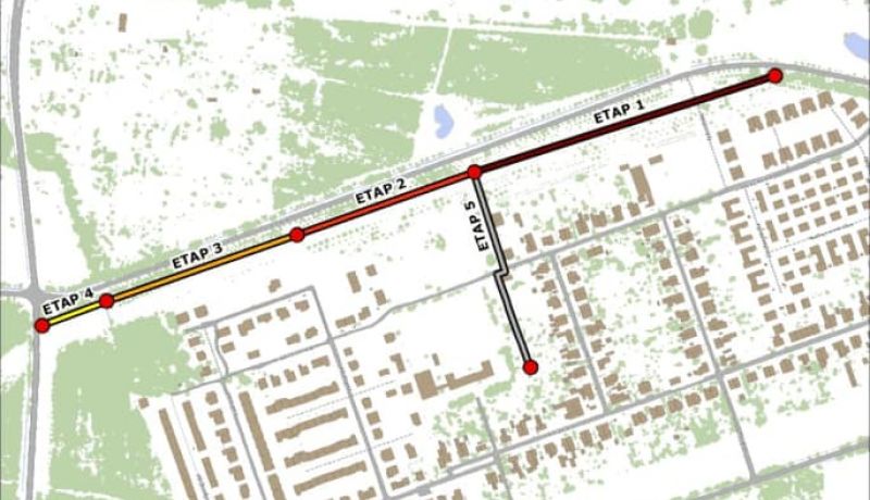 ciąg pieszo - rowerowy wzdłuż ulicy Koziej mapa