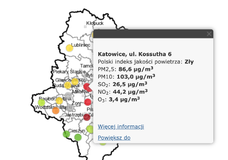 Światowy ranking IQAir - jakość powietrza w Katowicach